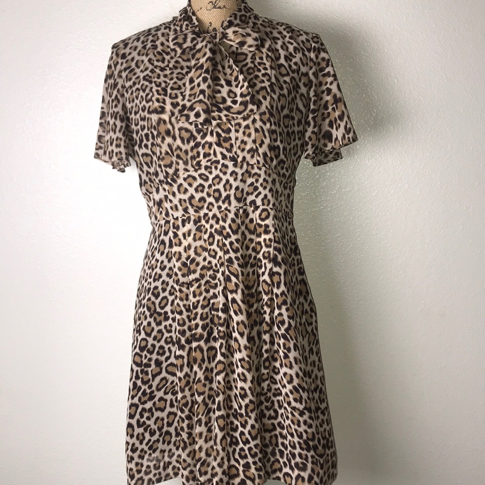 WD NY leopard dress with pussy bow!!